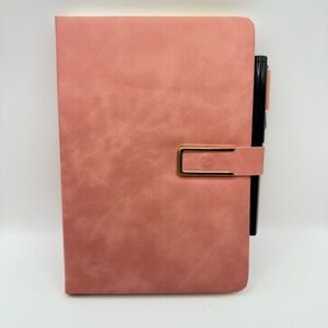 Vintage A5 Leather Notebook Pink Soft Cover & Bookmark